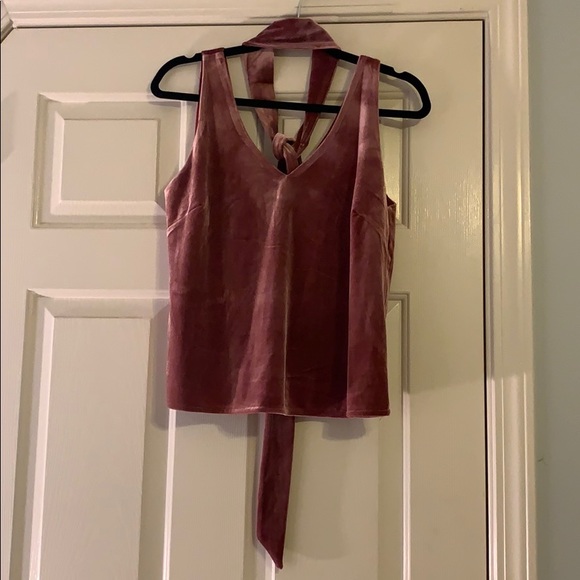 Blush Noir Tops - Blush Noir velvet tank with neck tie